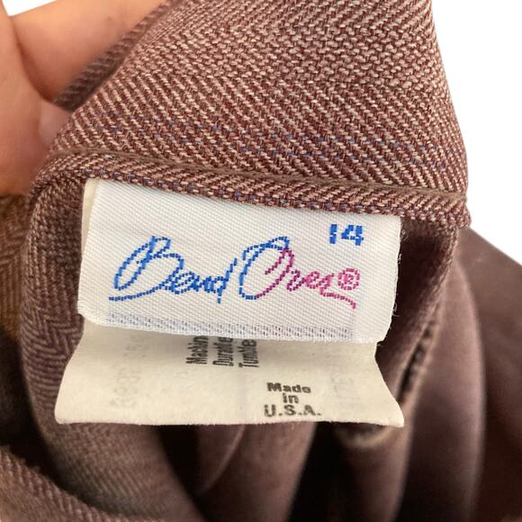 Vintage Womens Dress Pants Sz 28 Cherry Herringbone Wide Leg 1970s Pleated Masc - Picture 7 of 16